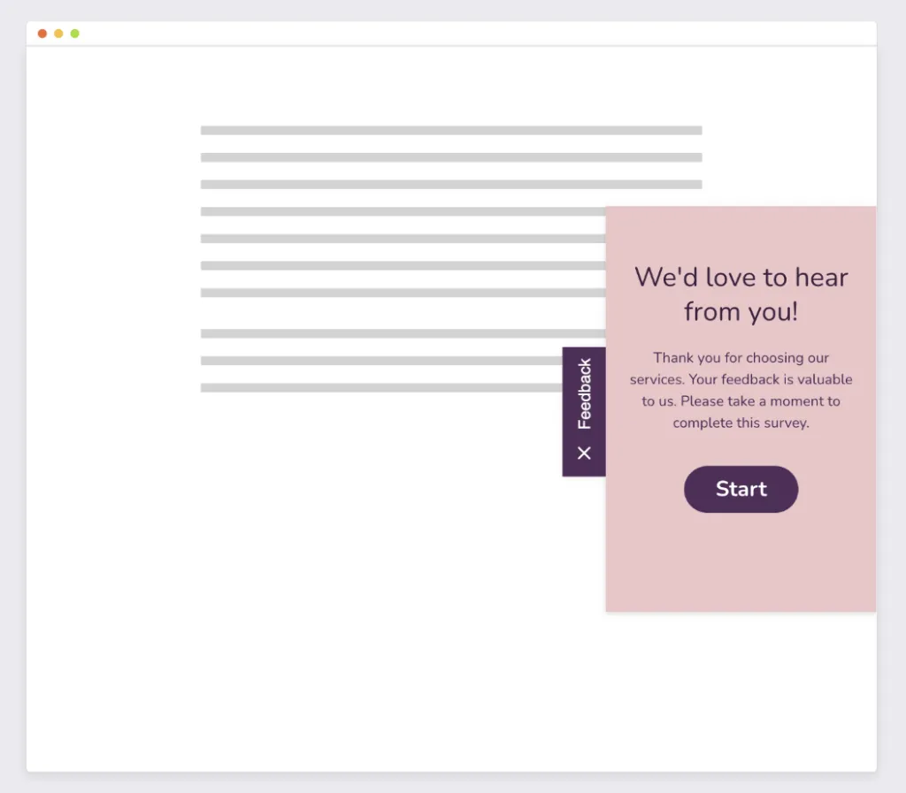 An example of CSAT popup survey