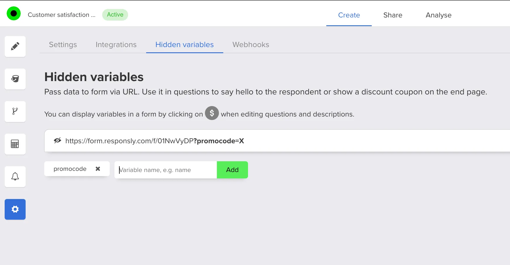 Add promo code variable