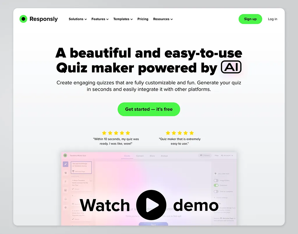 Example SaaS product website layout